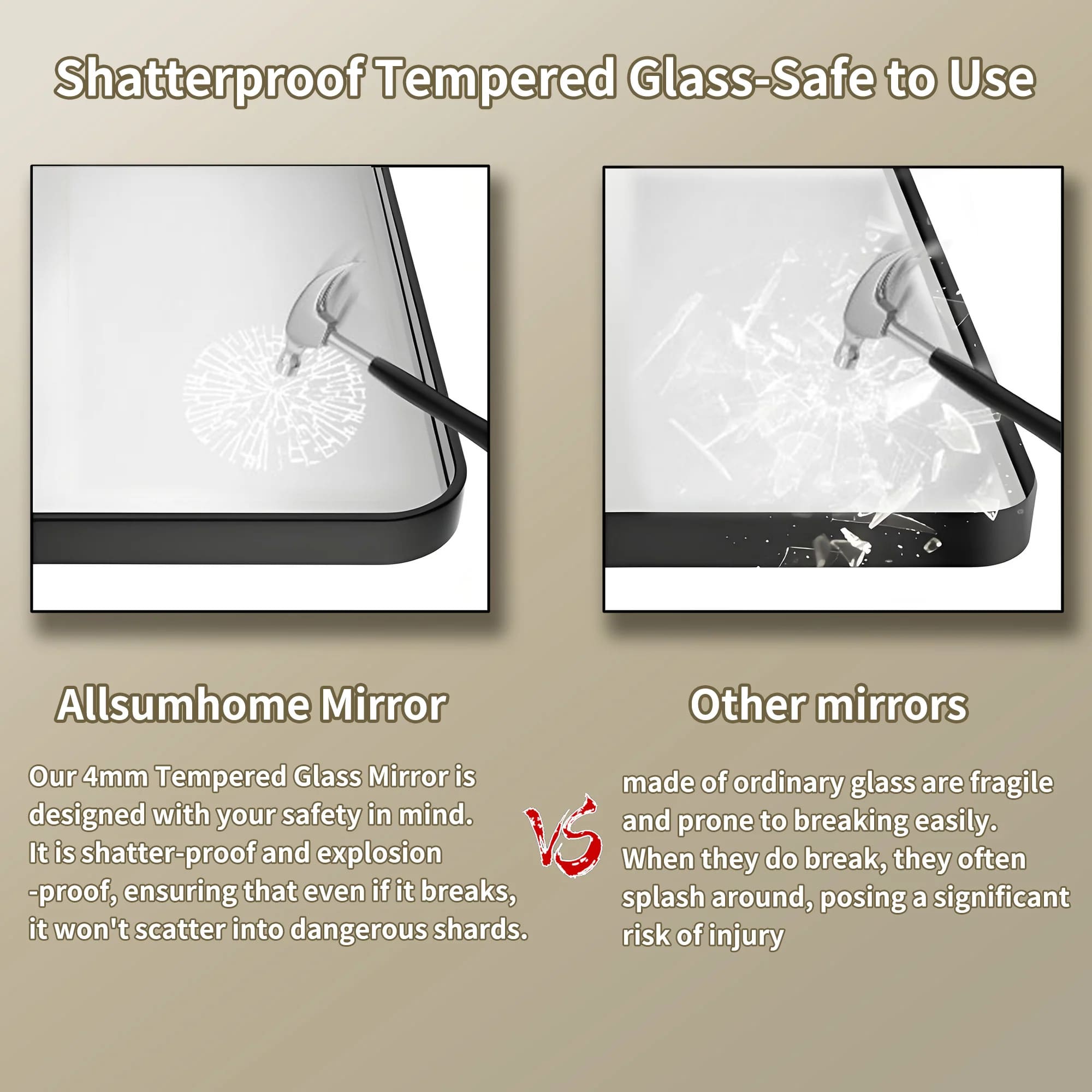 Lusso 20 x 28 Matte Black Bathroom Vanity Mirror – Tempered Glass Wall Mirror