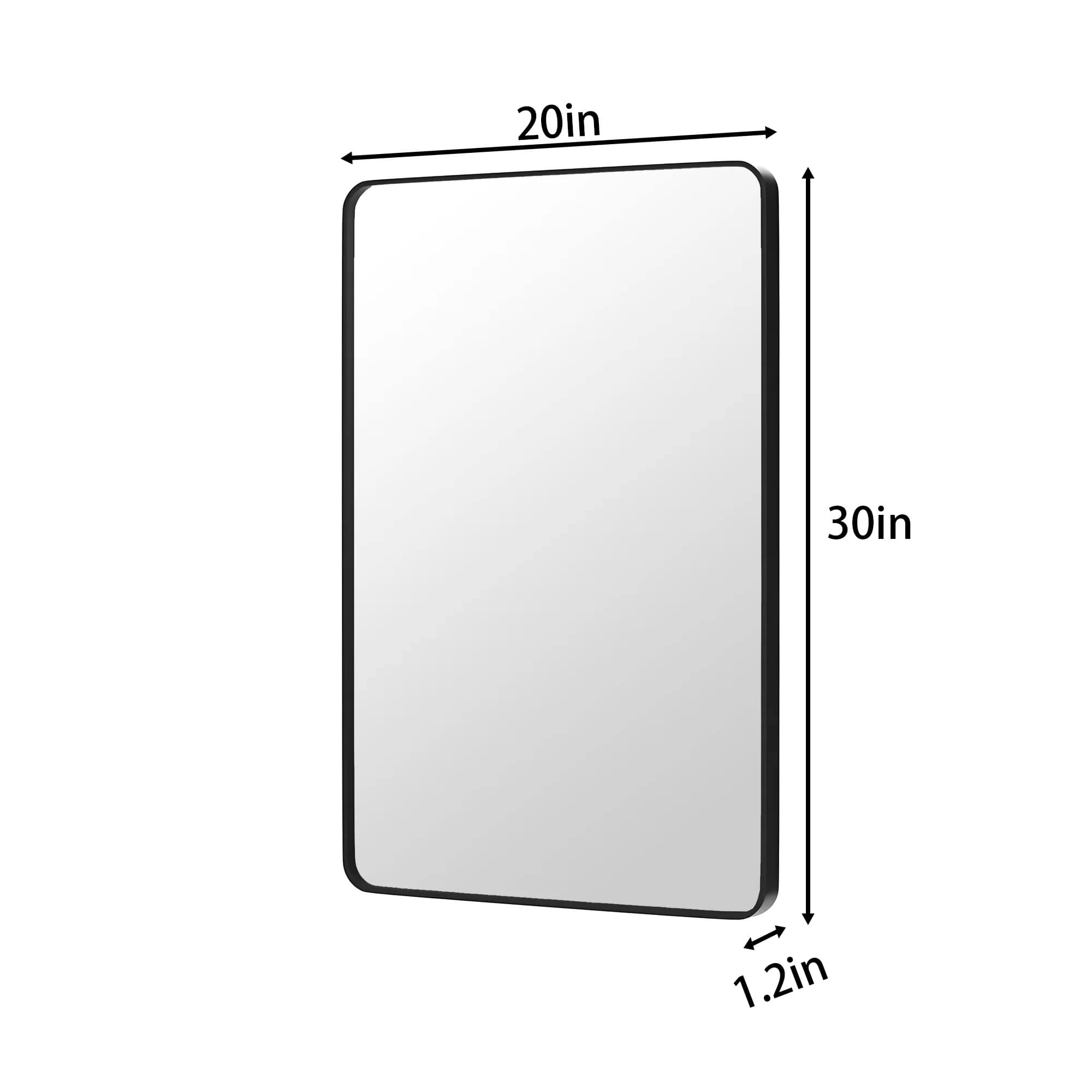 Lusso 20 x 30 Matte Black Bathroom Vanity Mirror – Tempered Glass Wall Mirror