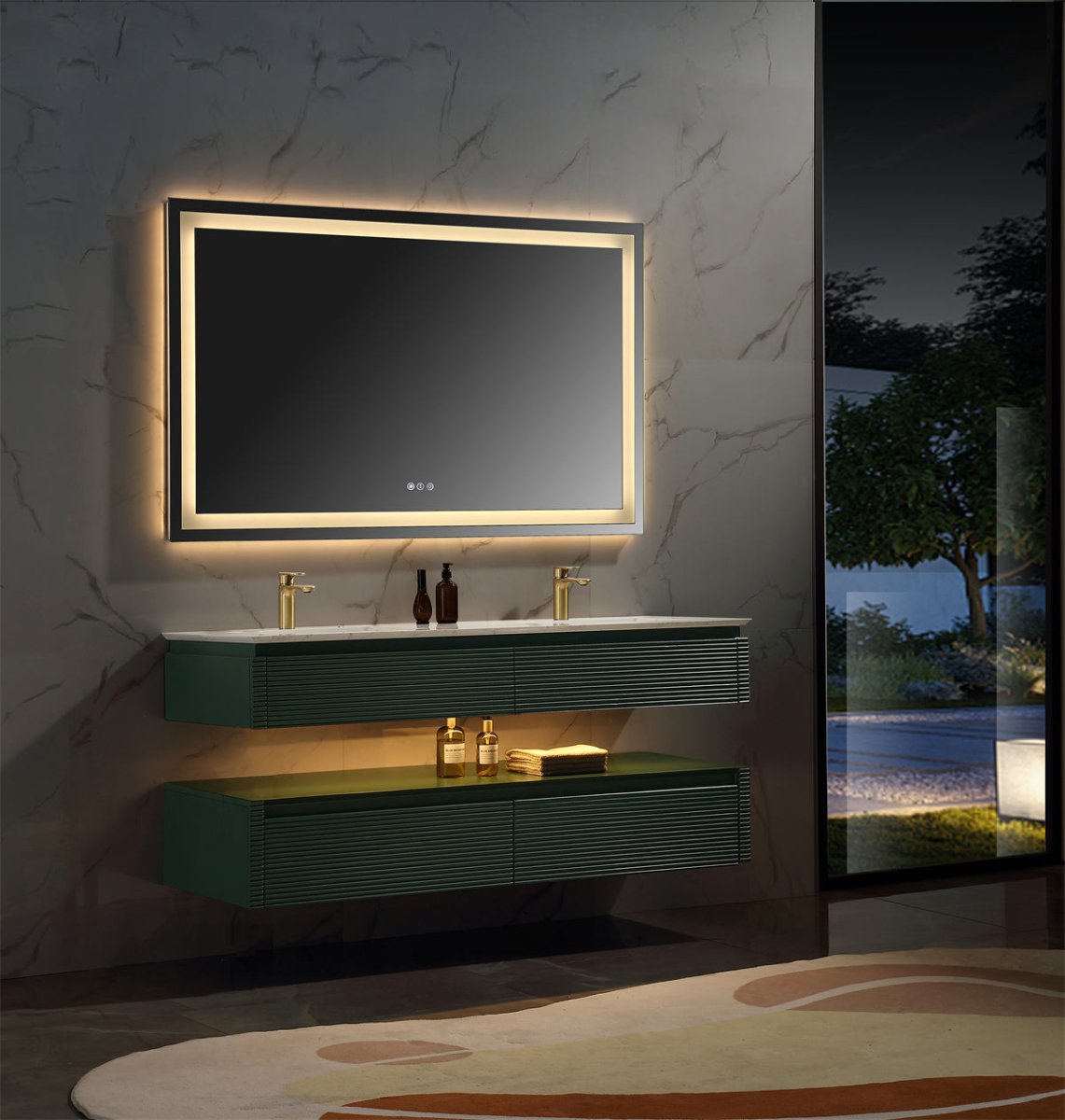 Segeo 60" Modern Solid Oak Luxury Bathroom Vanity with Marble Countertop