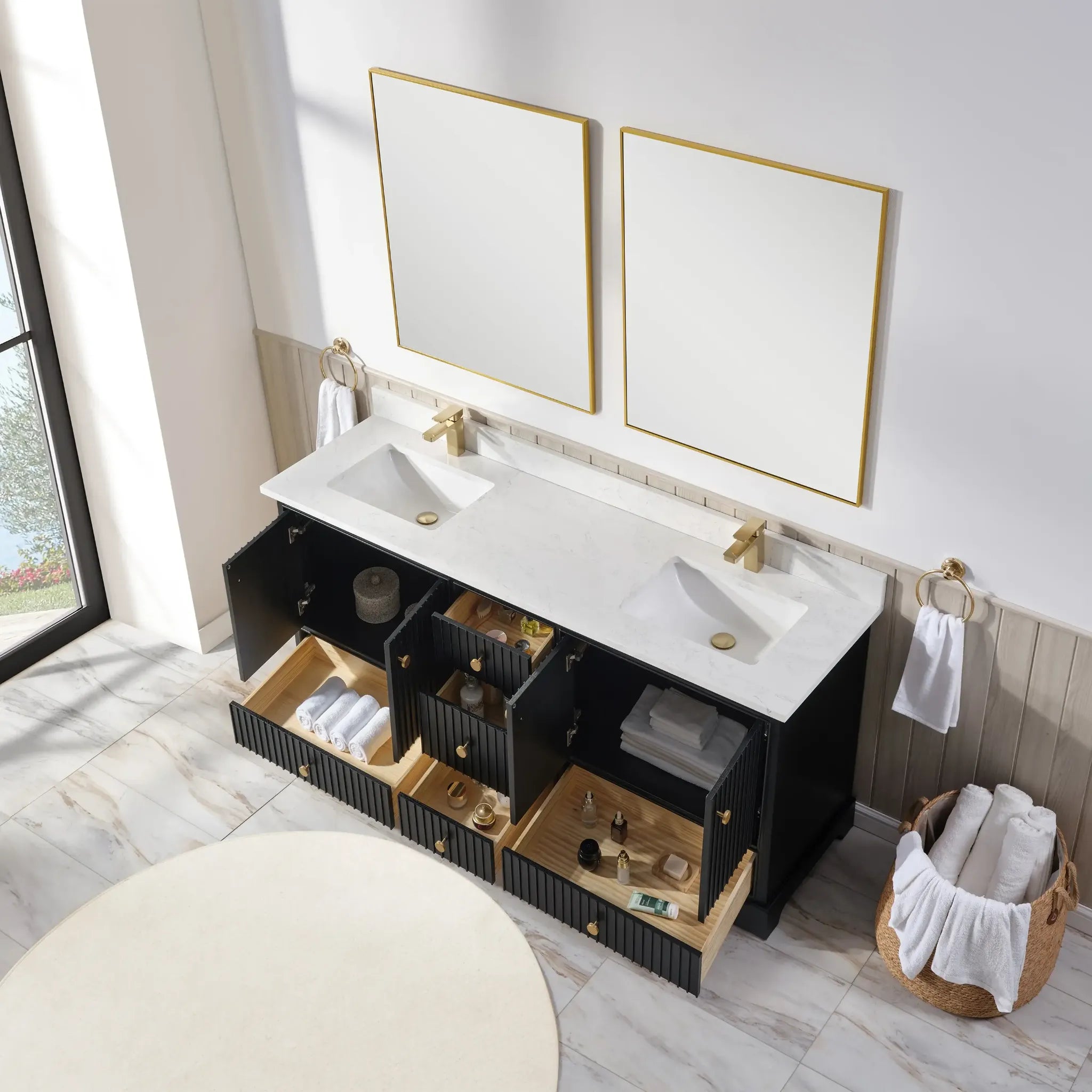 Sicily 72" Double Sink Bathroom Vanity with Countertop