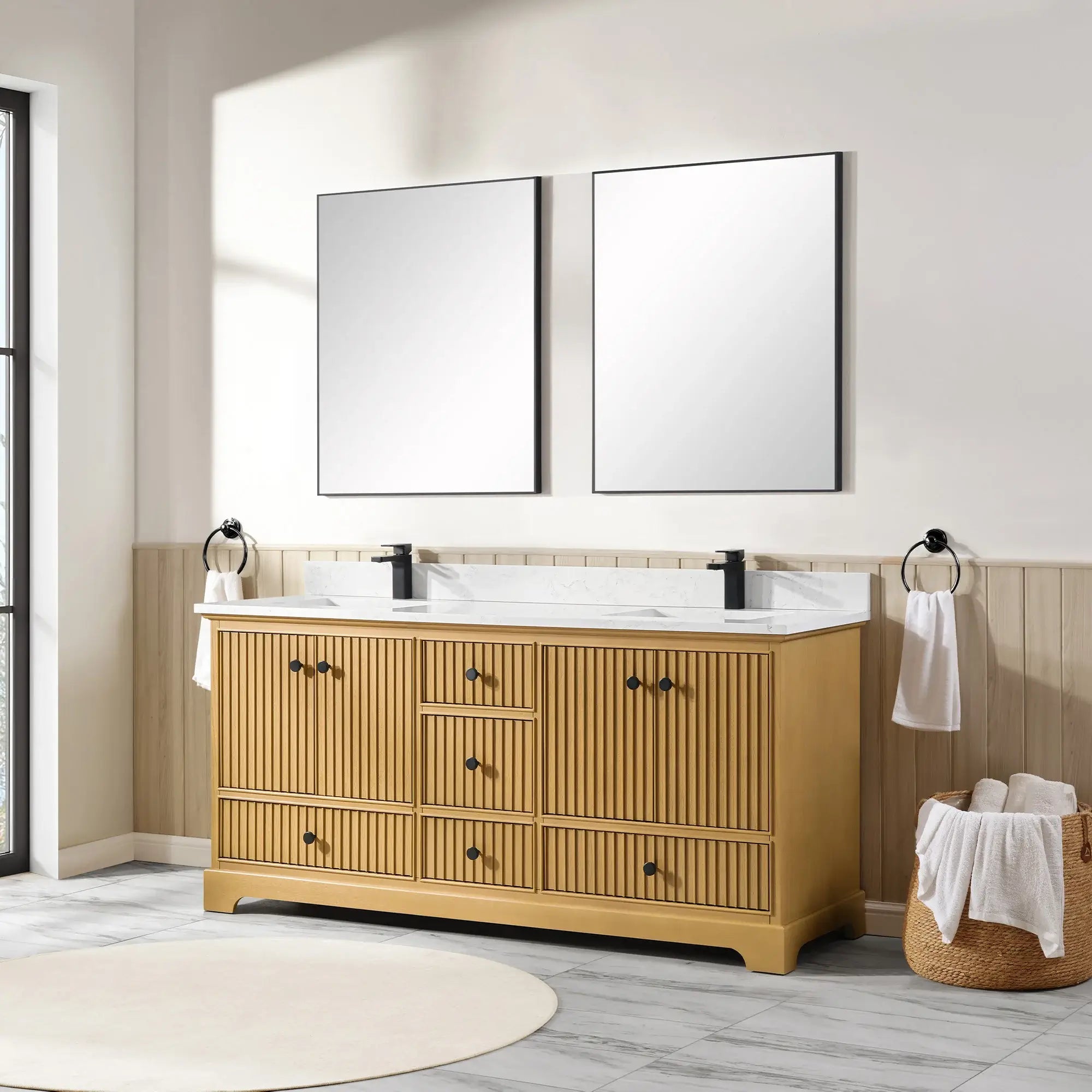 Sicily 72" Double Sink Bathroom Vanity with Countertop