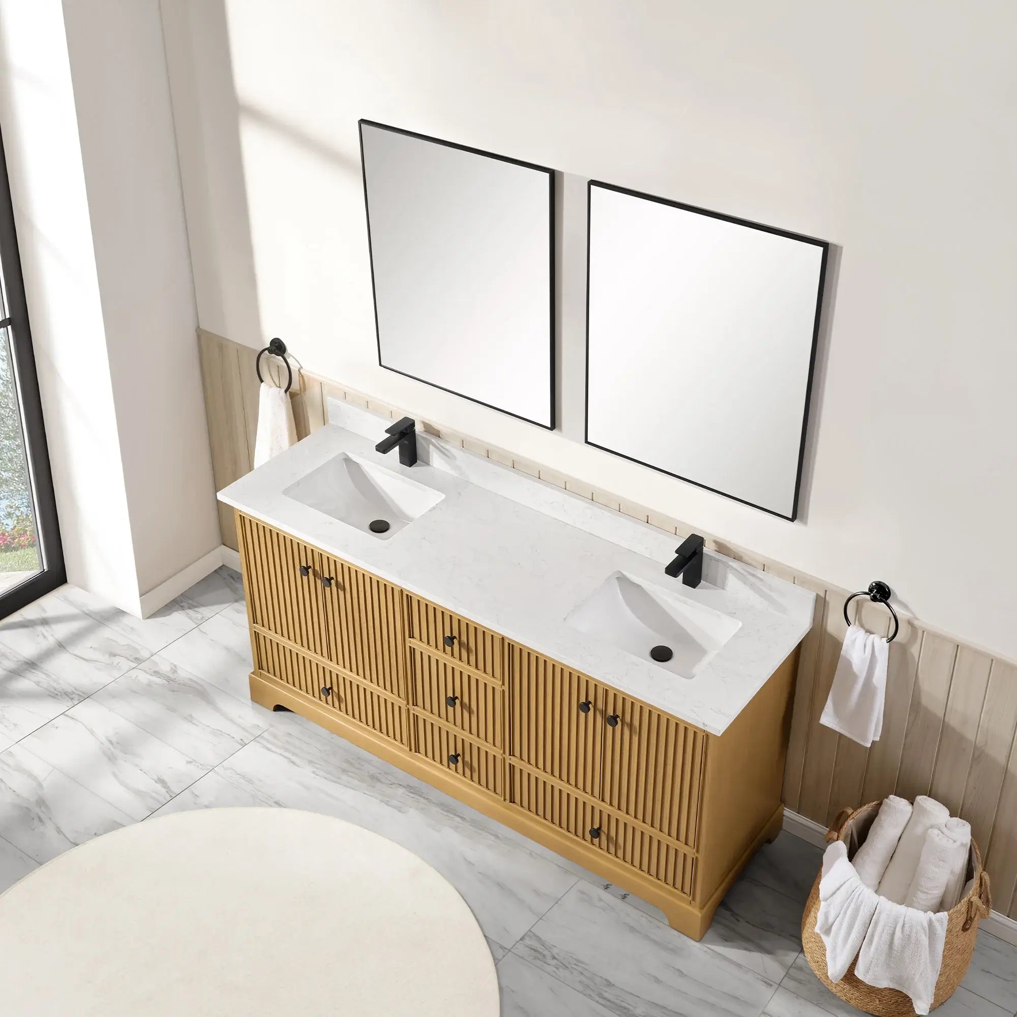 Sicily 72" Double Sink Bathroom Vanity with Countertop