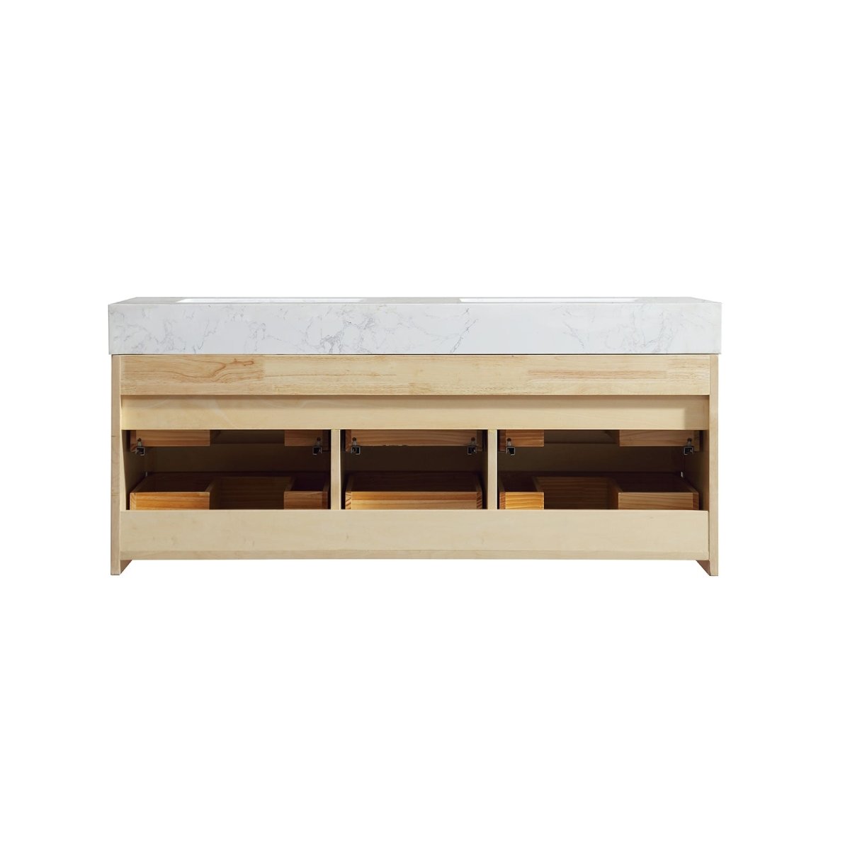 Maple Wood 48" Modern Luxury Bathroom Vanity with Stone Double Countertop