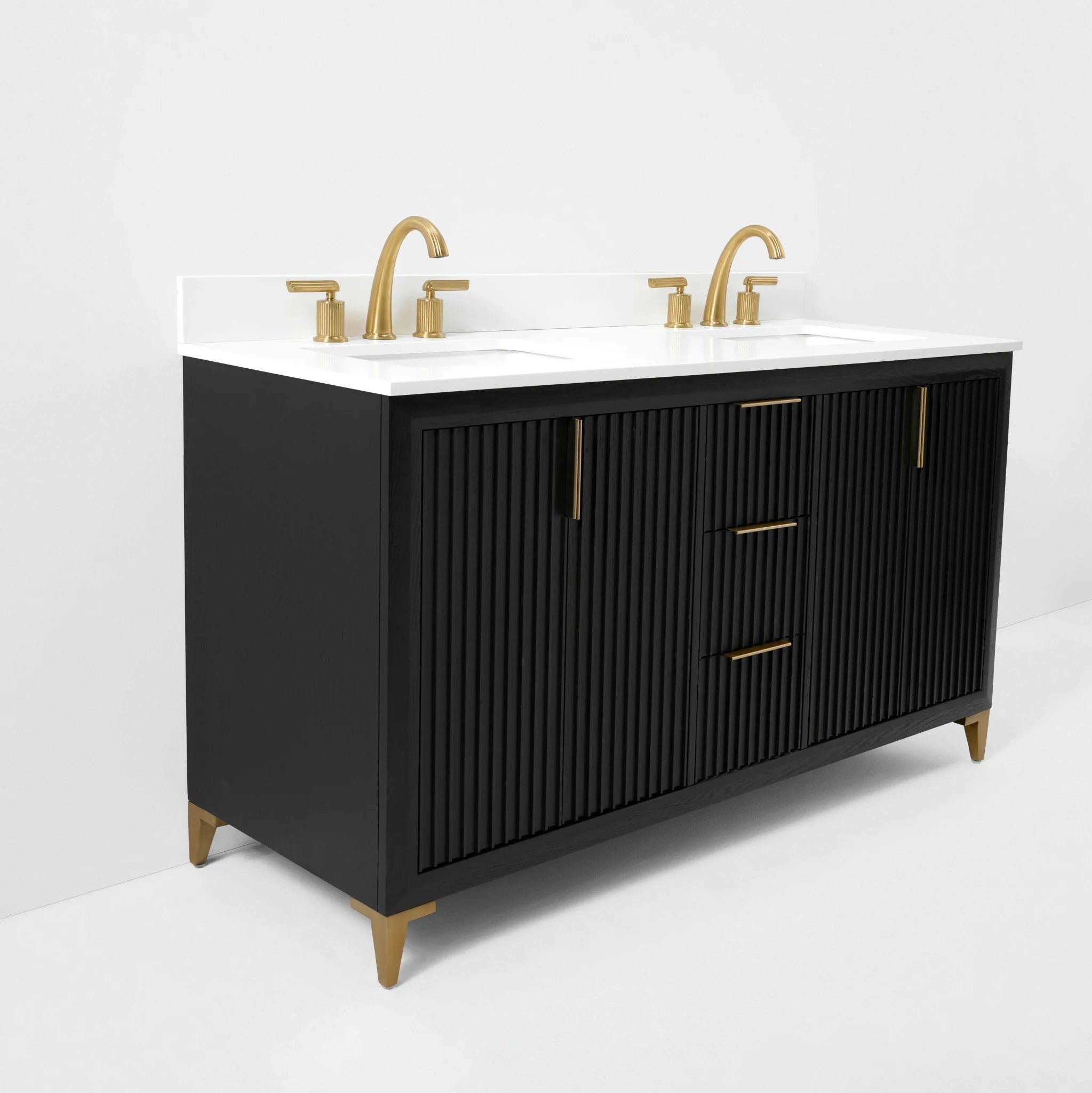 Turlington  60" Bath Vanity Set Finish with Alpine White Quartz Top
