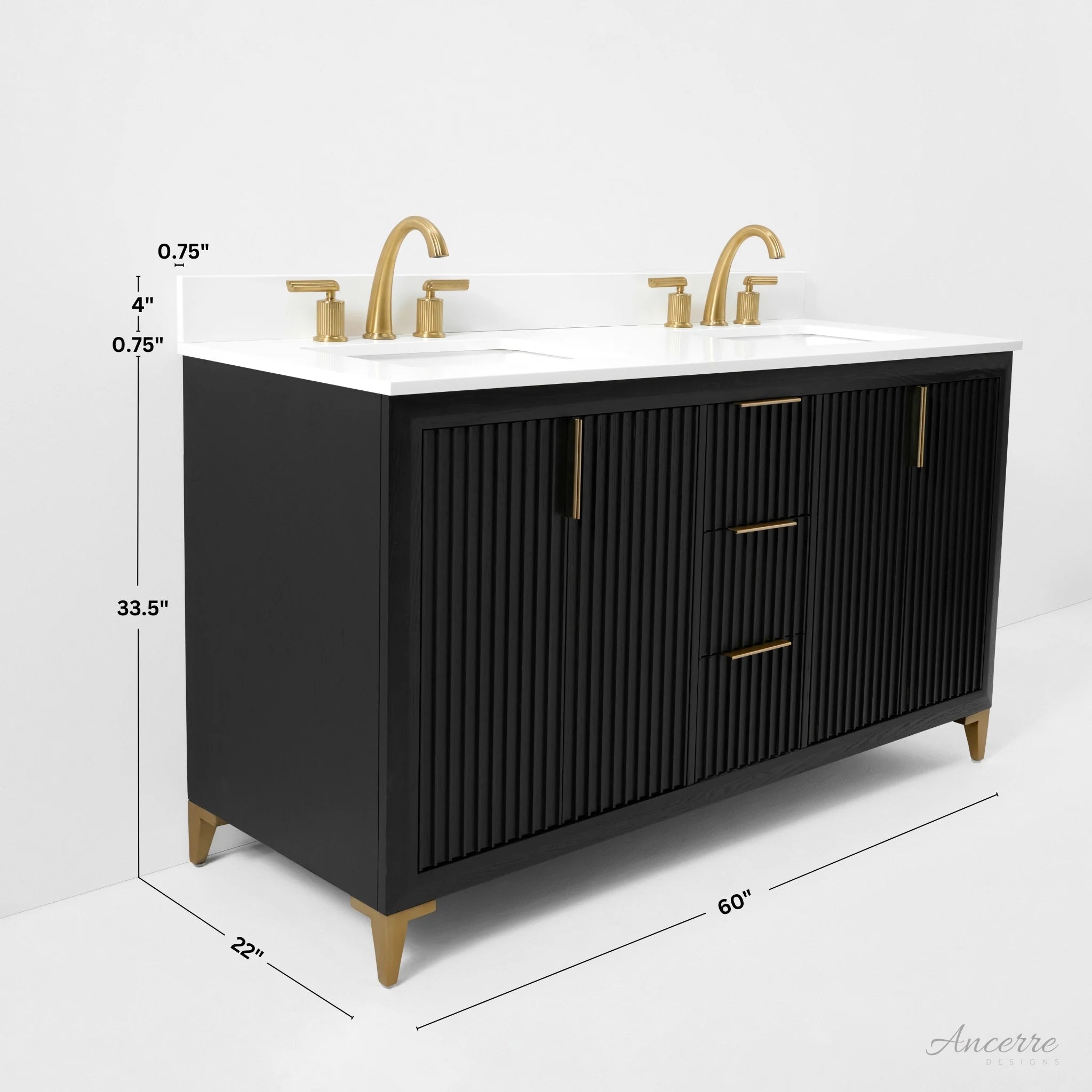 Turlington  60" Bath Vanity Set Finish with Alpine White Quartz Top