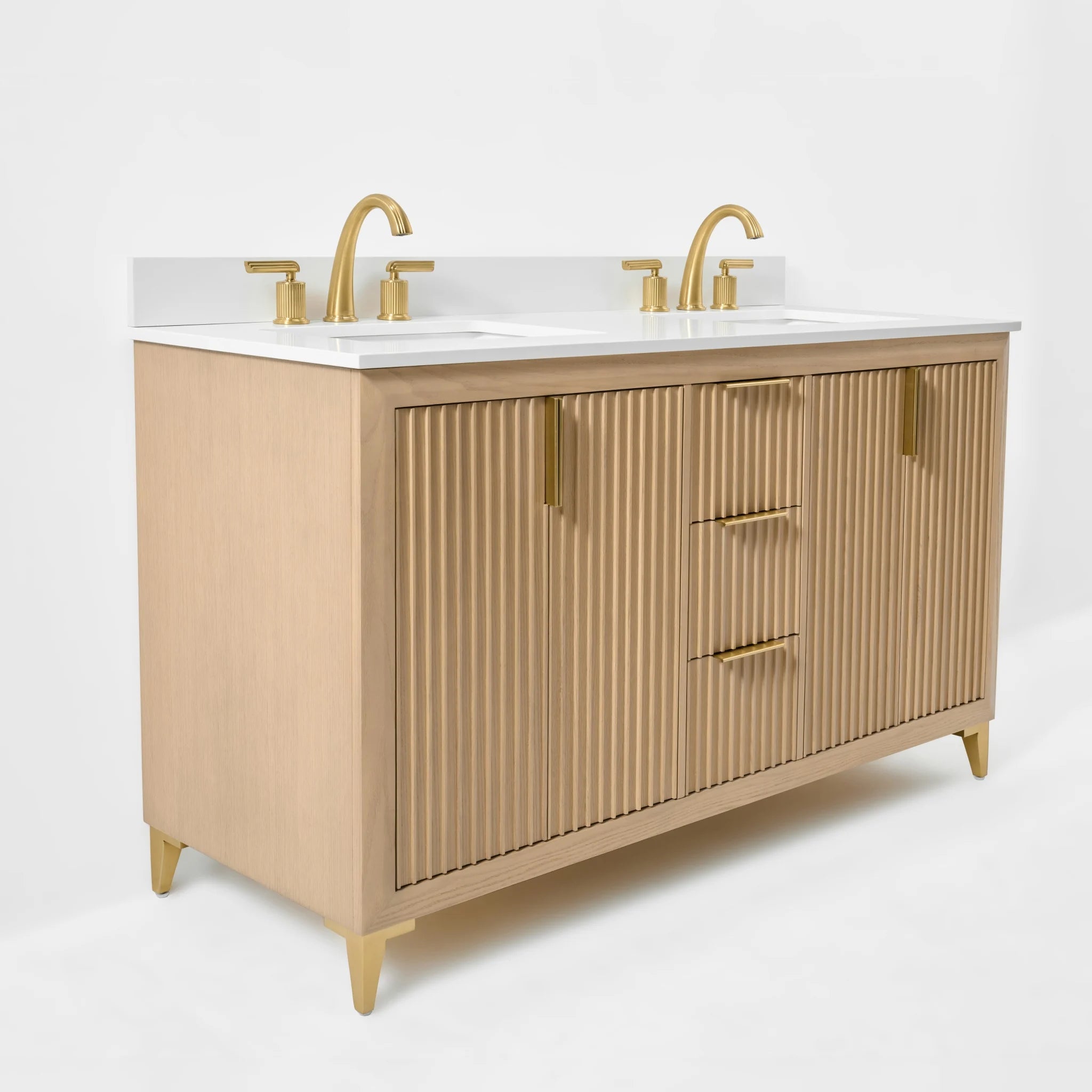Turlington  60" Bath Vanity Set Finish with Alpine White Quartz Top