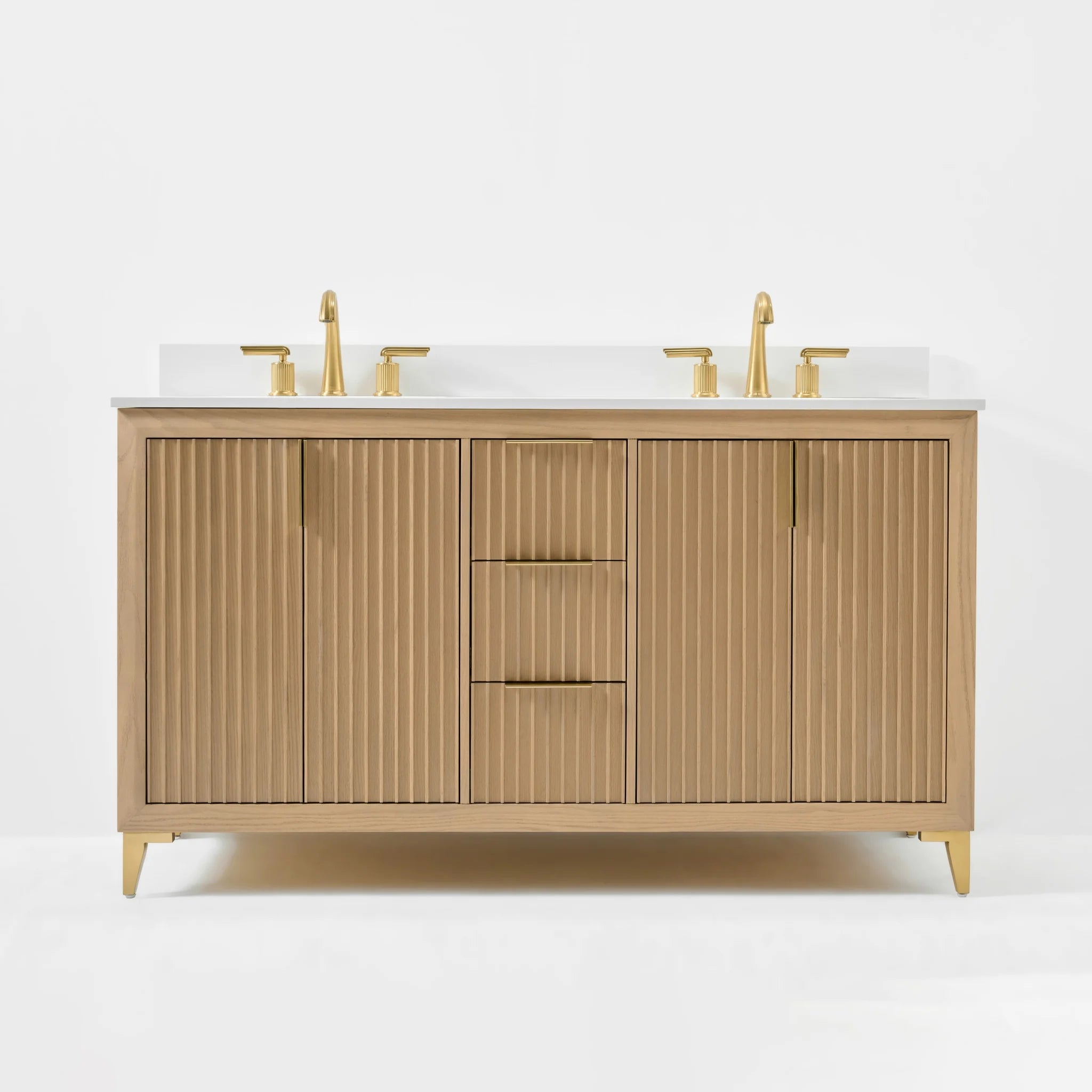 Turlington  60" Bath Vanity Set Finish with Alpine White Quartz Top