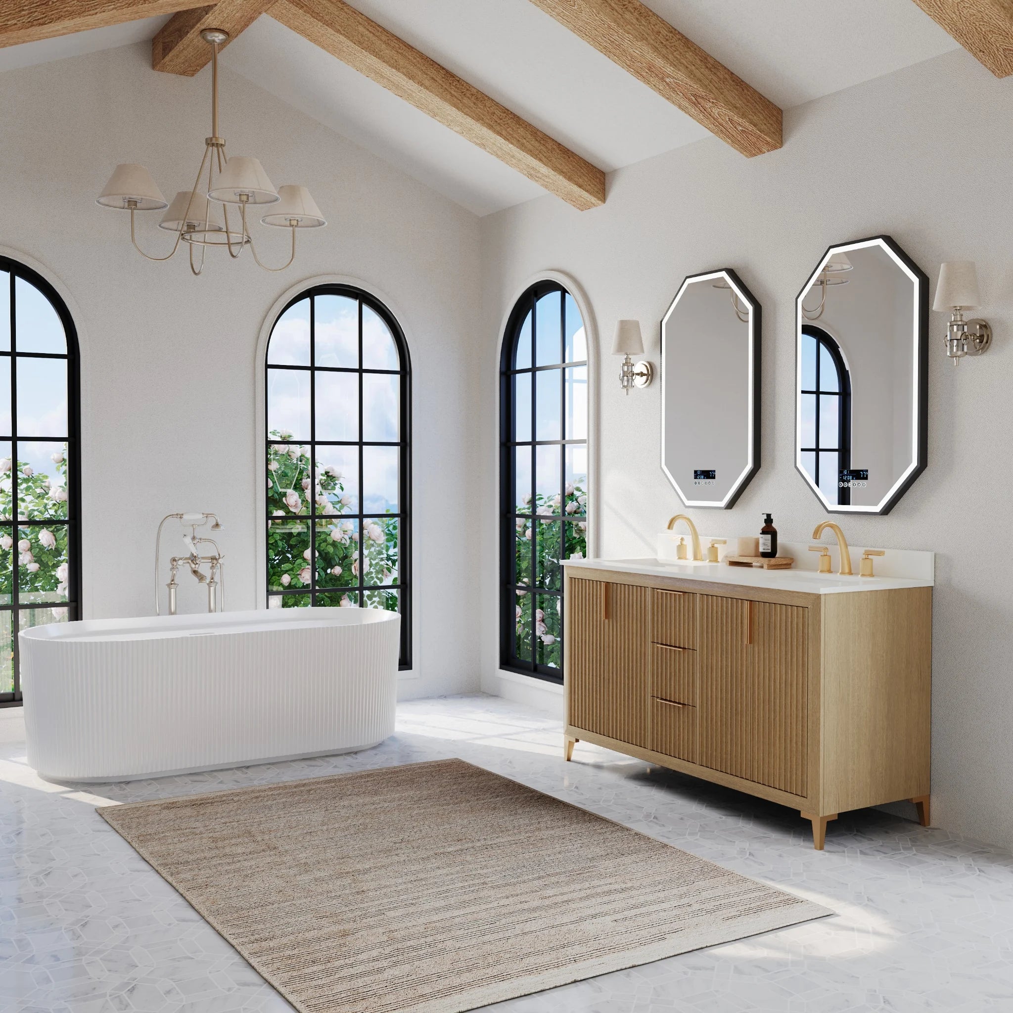 Turlington  60" Bath Vanity Set Finish with Alpine White Quartz Top