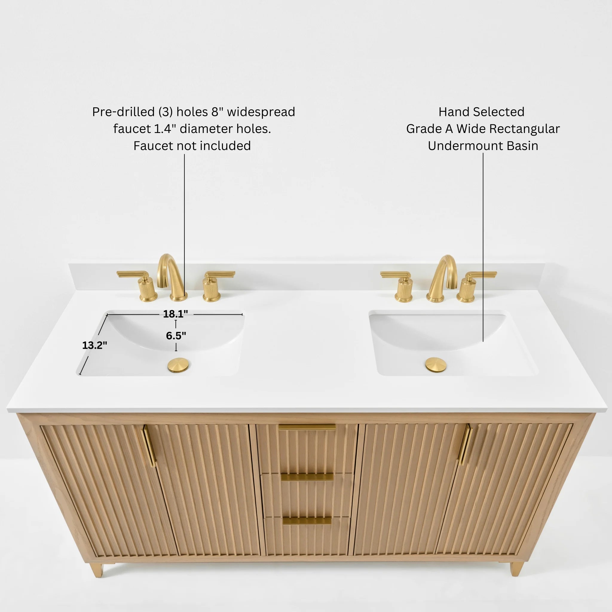Turlington  60" Bath Vanity Set Finish with Alpine White Quartz Top