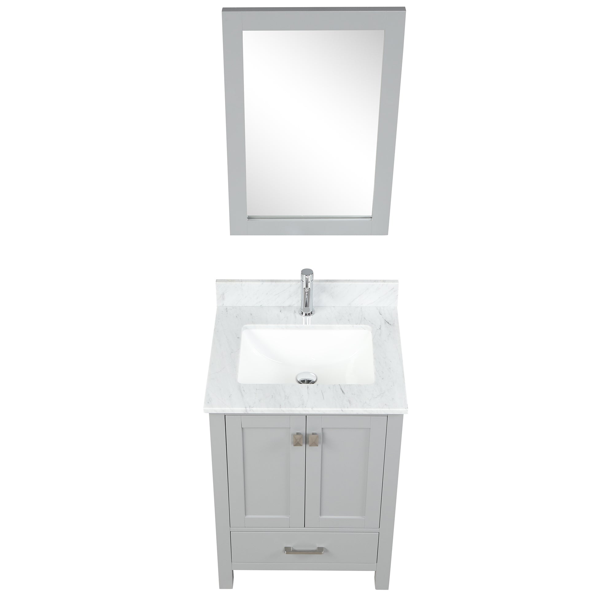 Geneva 24" Grey Bathroom Vanity with Marble Countertop - Contemporary Bathroom Vanity