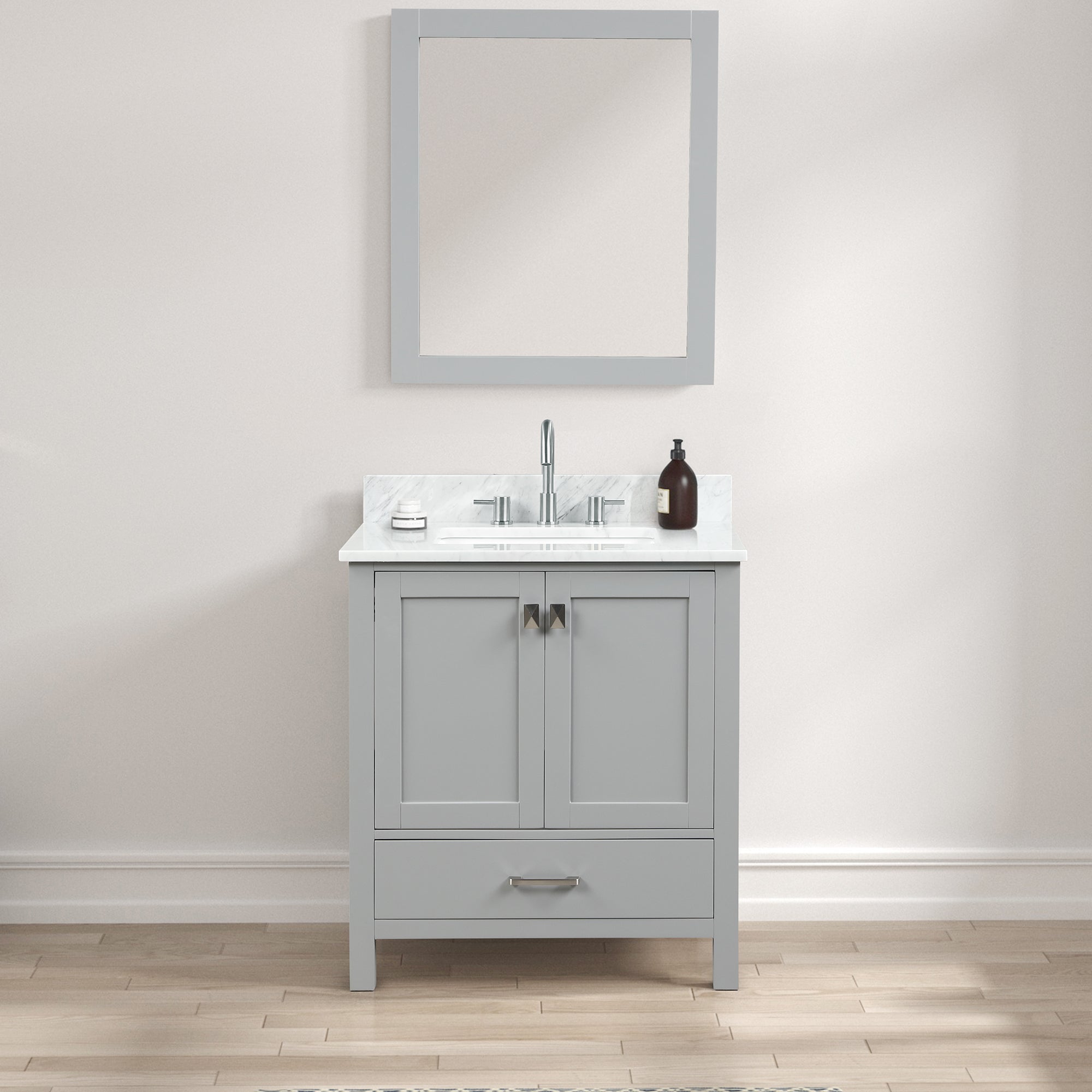 Geneva 30" Bathroom Vanity with Marble Countertop - Contemporary Bathroom Vanity