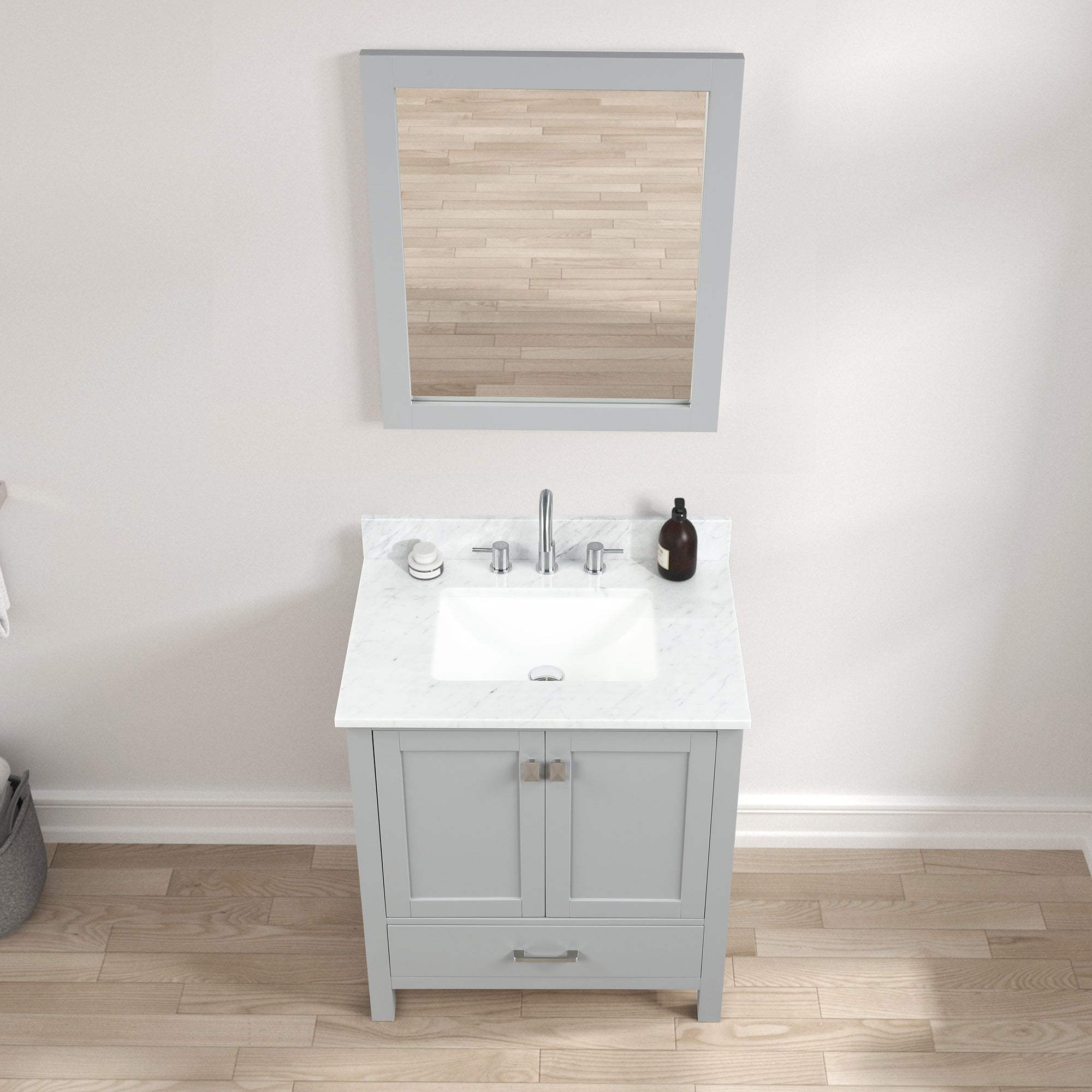 Geneva 30" Bathroom Vanity with Marble Countertop - Contemporary Bathroom Vanity