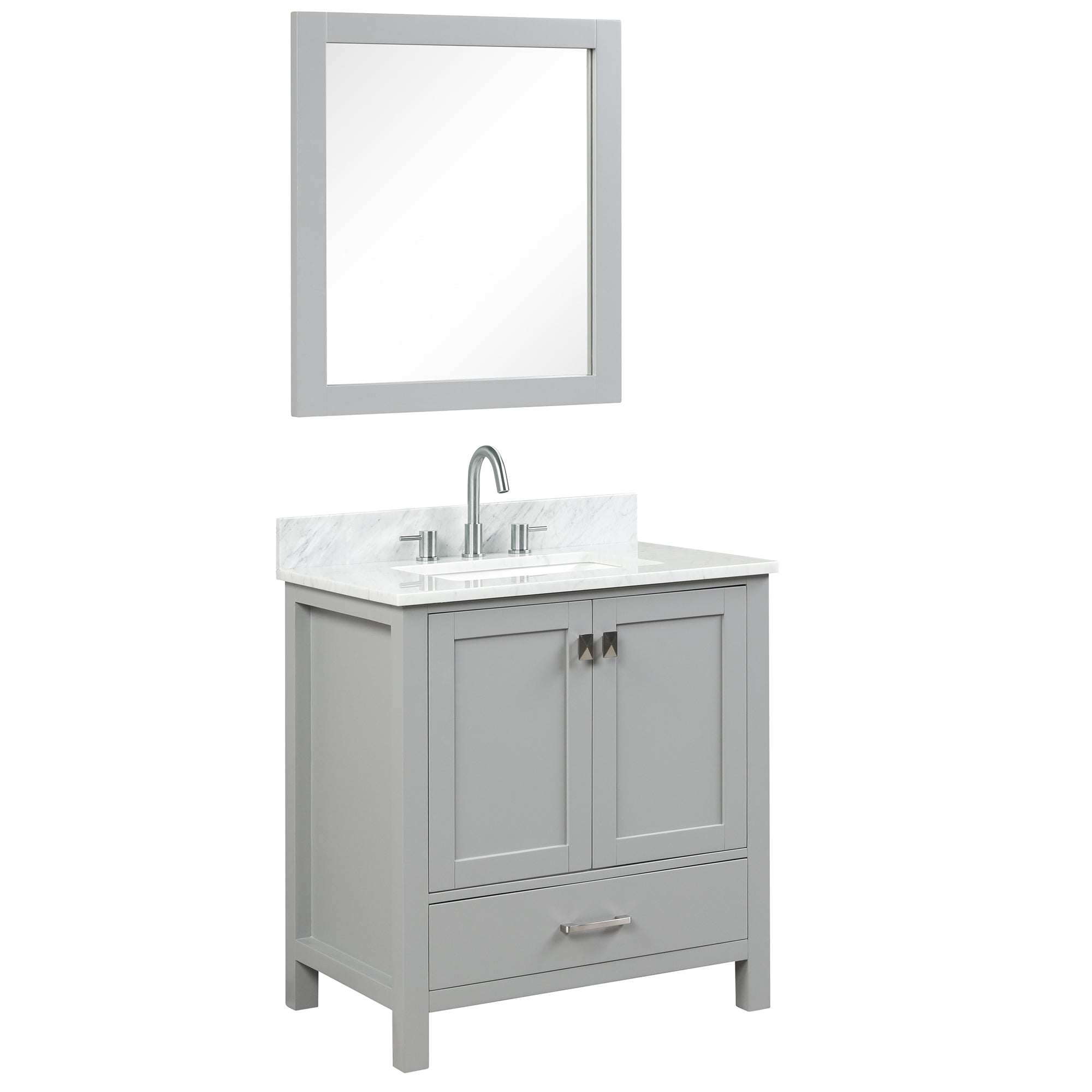 Geneva 30" Grey Bathroom Vanity with Marble Countertop - Contemporary Bathroom Vanity