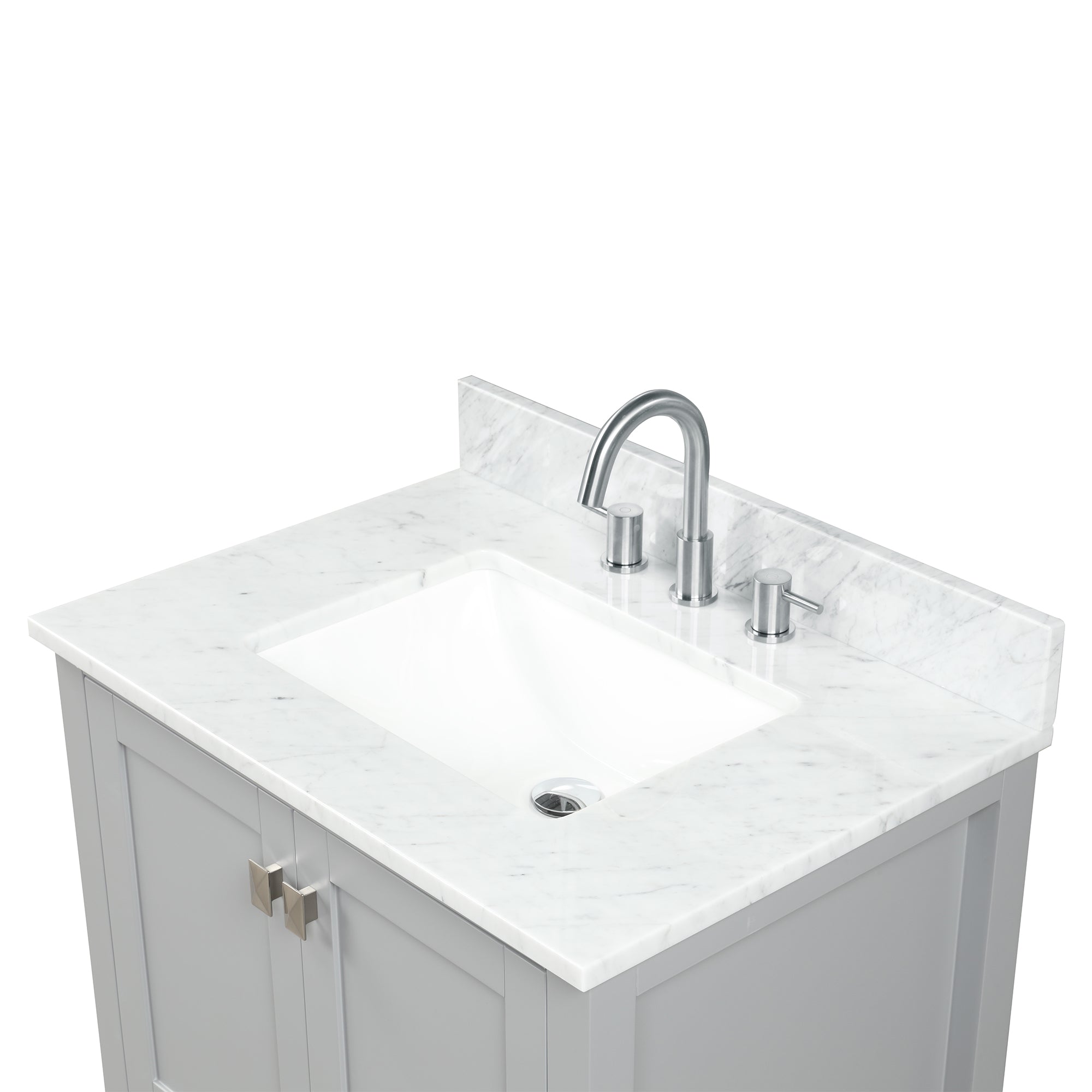 Geneva 30" Grey Bathroom Vanity with Marble Countertop - Contemporary Bathroom Vanity