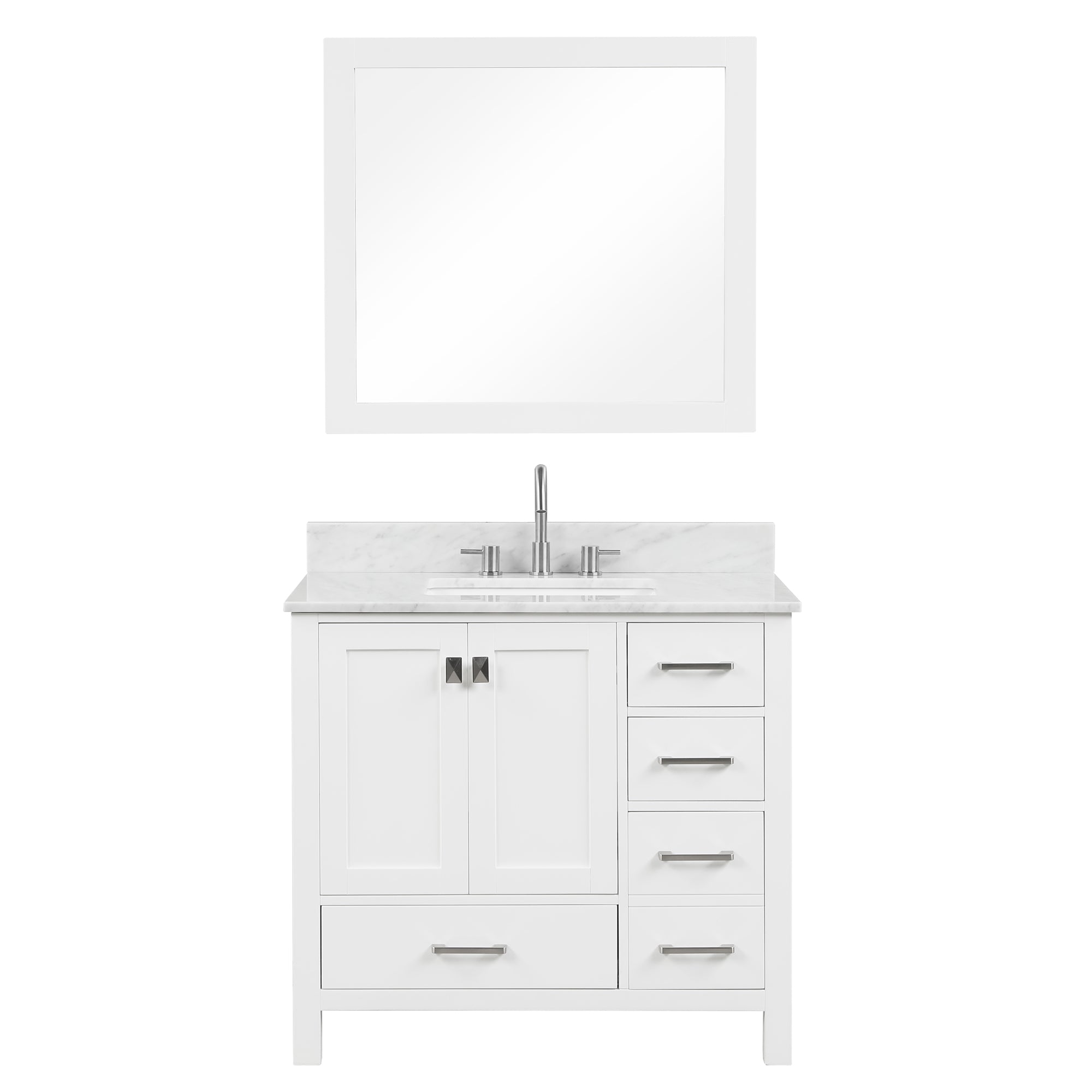 Geneva 36" Bathroom Vanity with Marble Countertop - Contemporary Bathroom Vanity