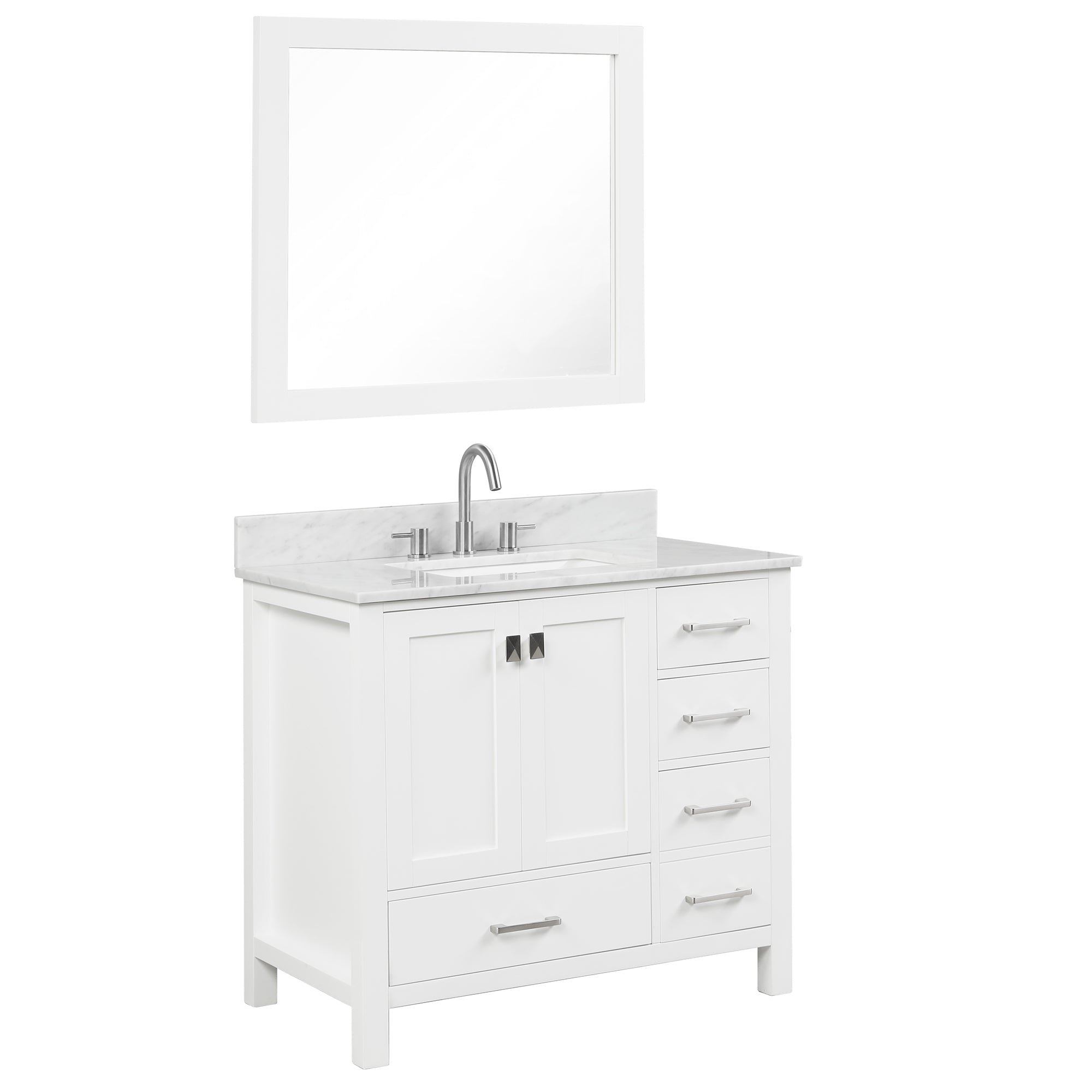 Geneva 36" Bathroom Vanity with Marble Countertop - Contemporary Bathroom Vanity