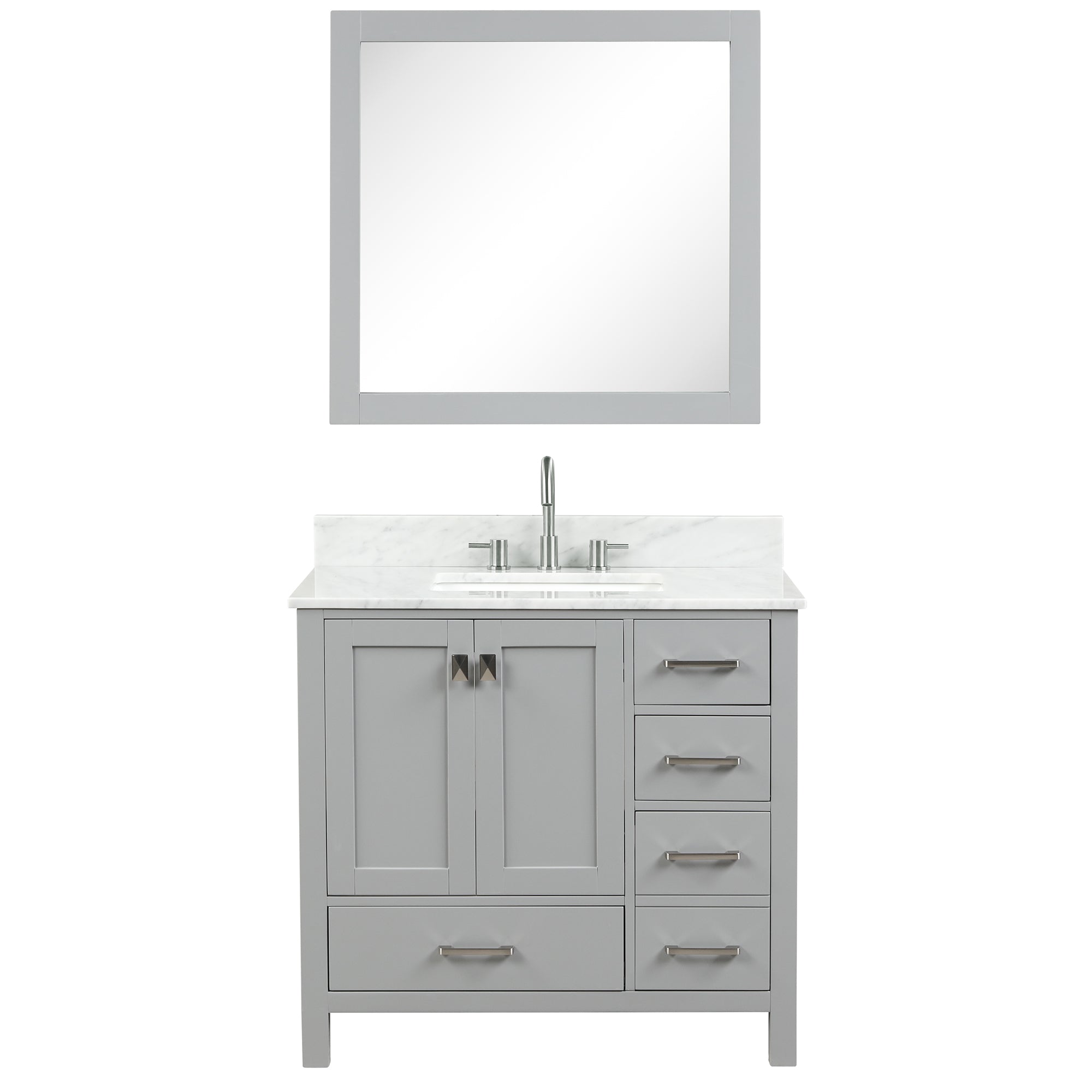 Geneva 36" Bathroom Vanity with Marble Countertop - Contemporary Bathroom Vanity