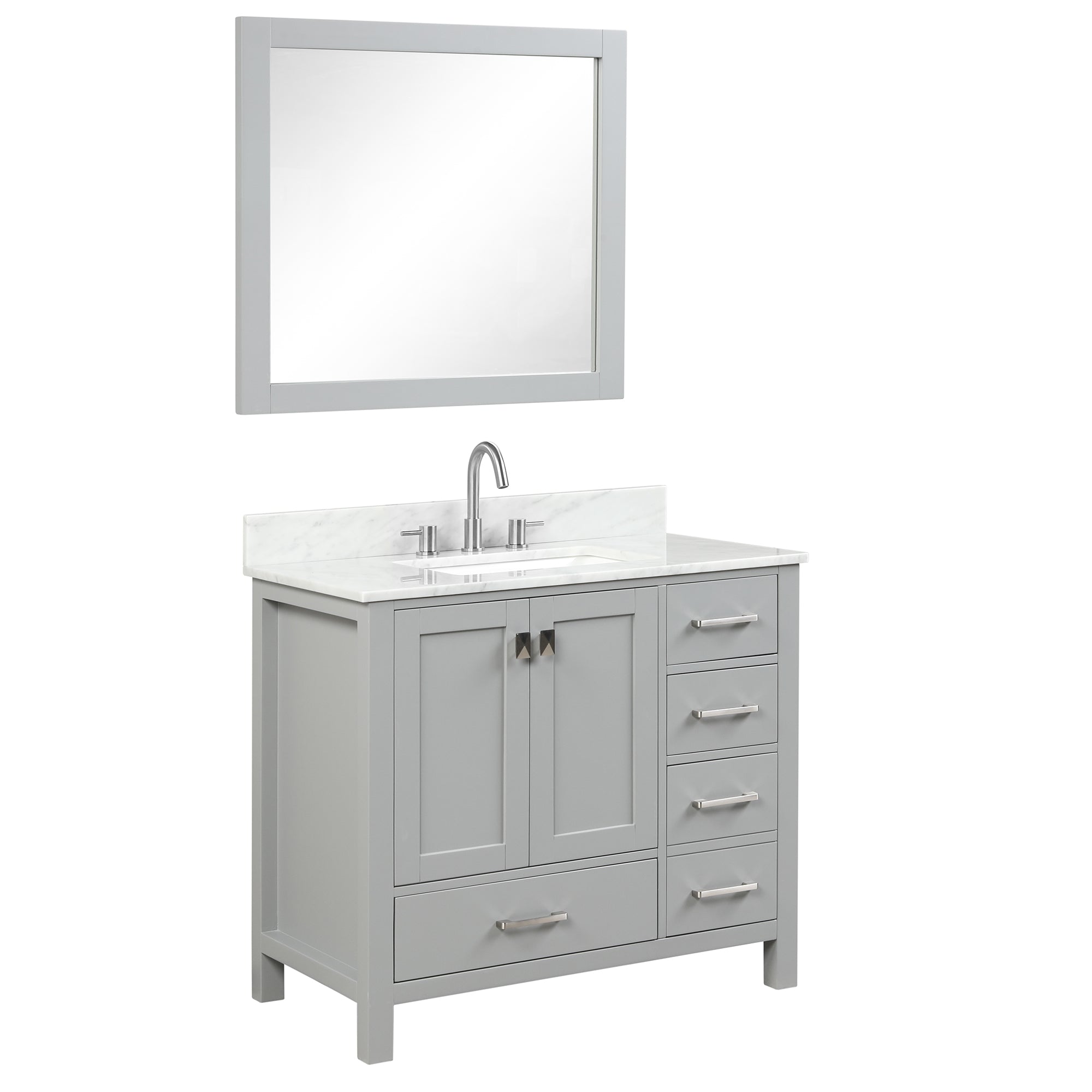 Geneva 36" Bathroom Vanity with Marble Countertop - Contemporary Bathroom Vanity