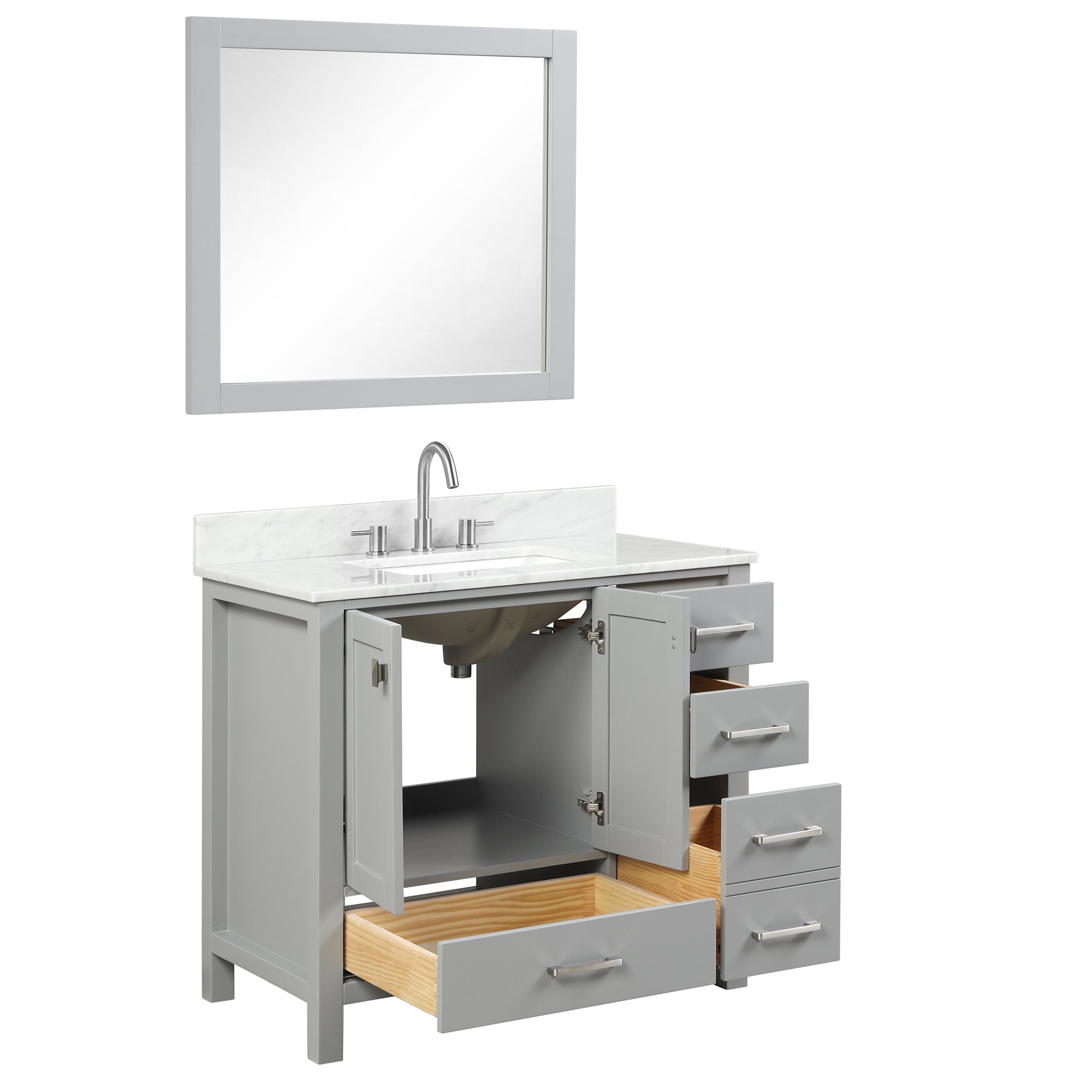 Geneva 36" Bathroom Vanity with Marble Countertop - Contemporary Bathroom Vanity