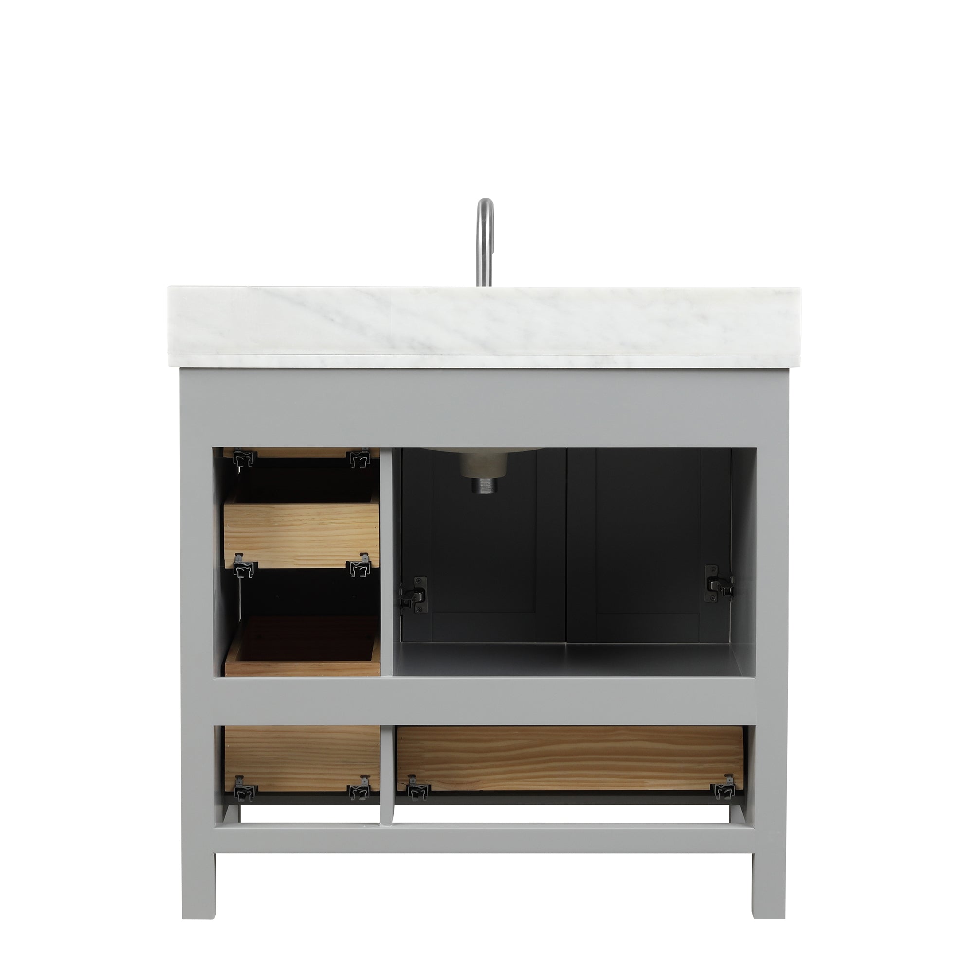 Geneva 36" Bathroom Vanity with Marble Countertop - Contemporary Bathroom Vanity