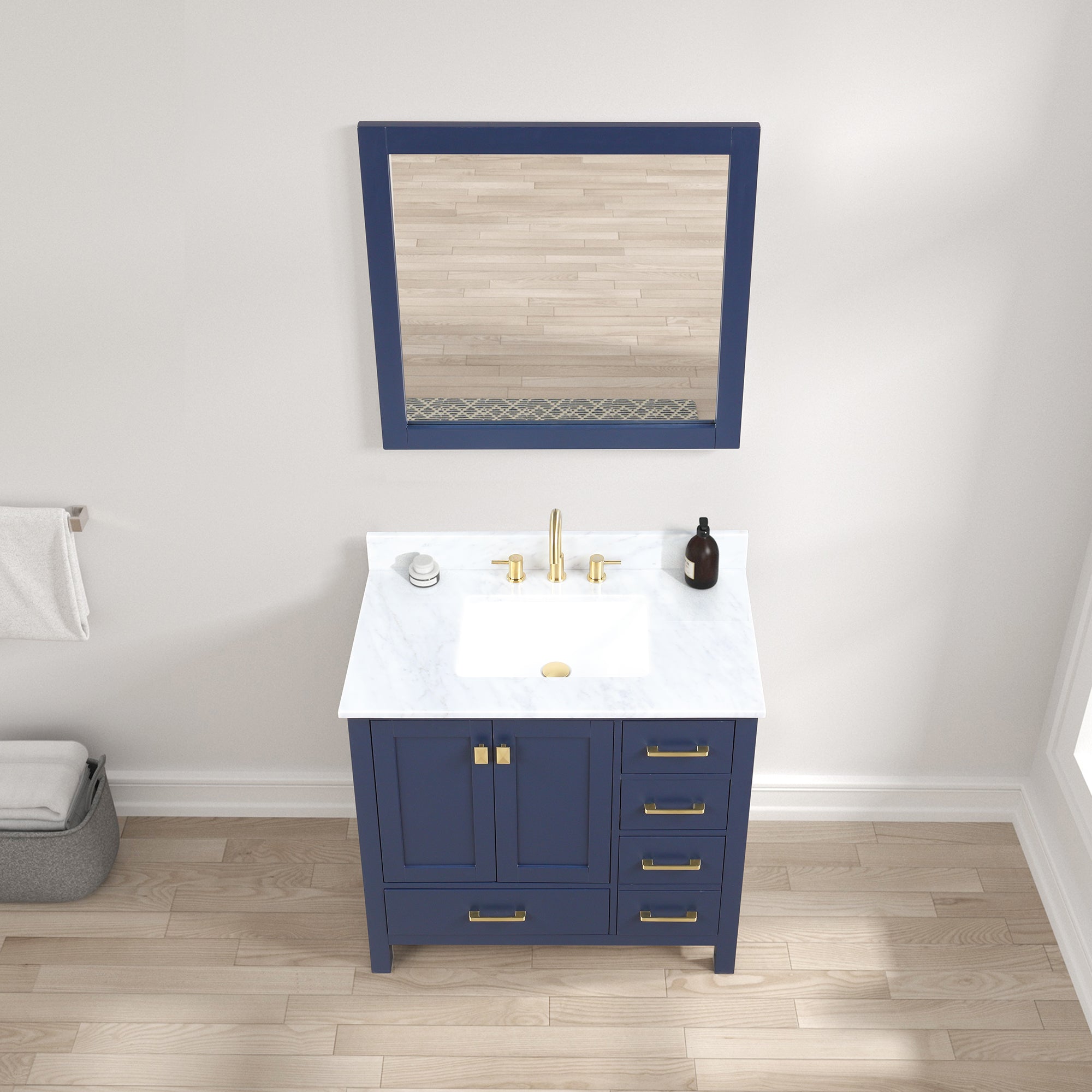 Geneva 36" Bathroom Vanity with Marble Countertop - Contemporary Bathroom Vanity