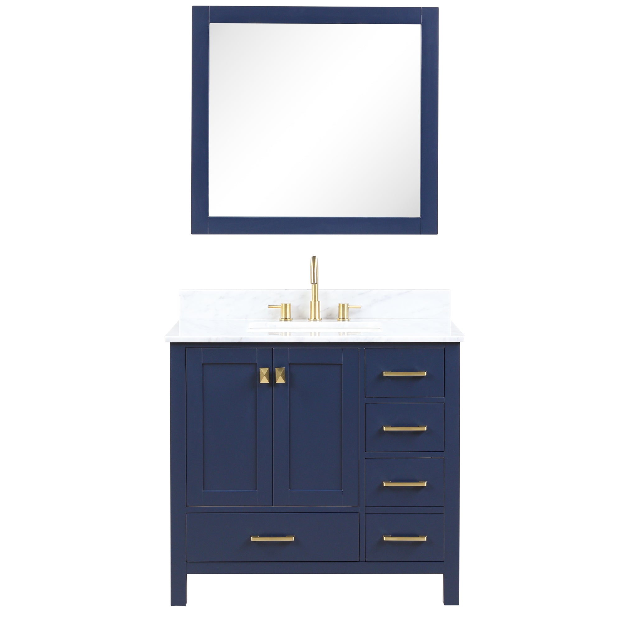 Geneva 36" Bathroom Vanity with Marble Countertop - Contemporary Bathroom Vanity