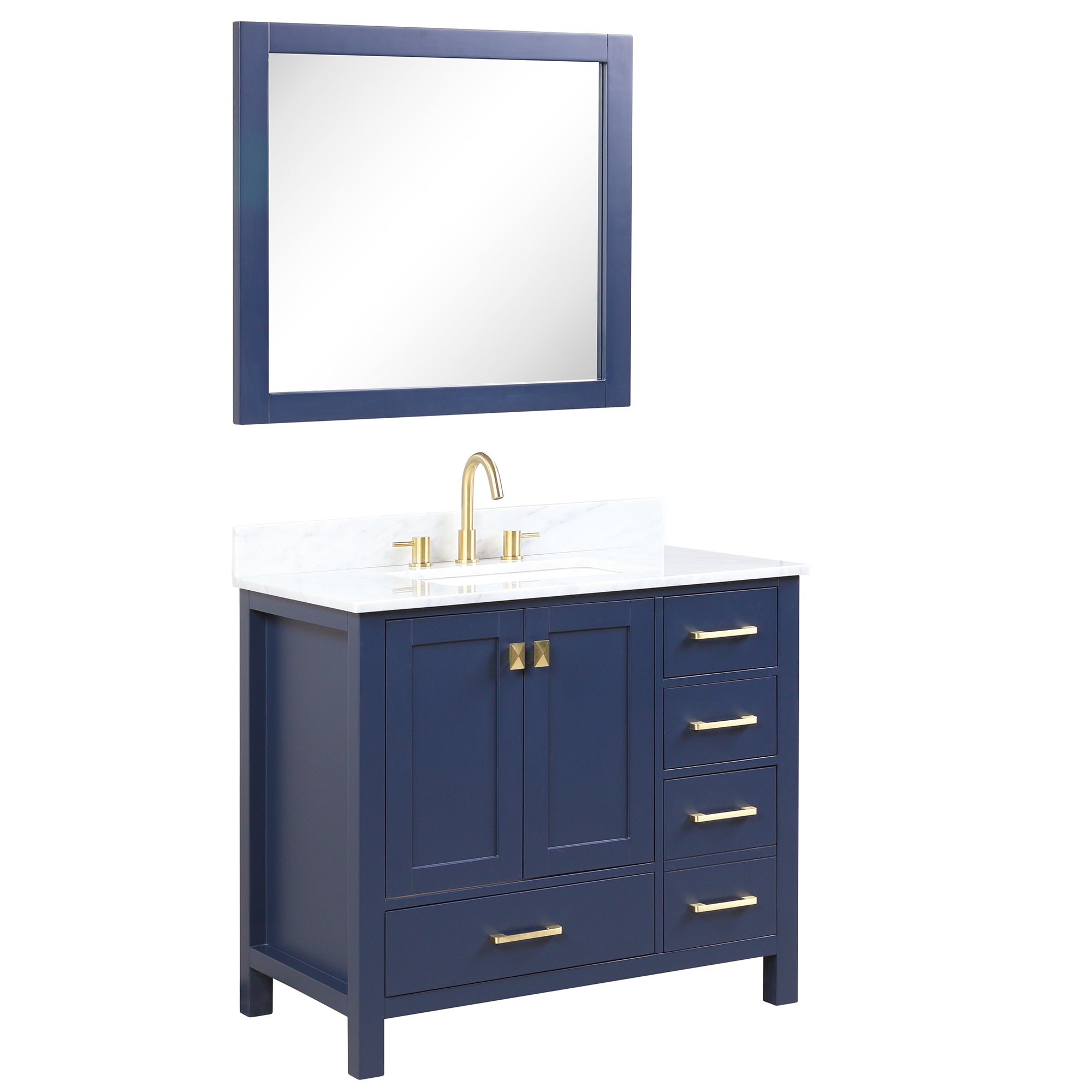 Geneva 36" Bathroom Vanity with Marble Countertop - Contemporary Bathroom Vanity