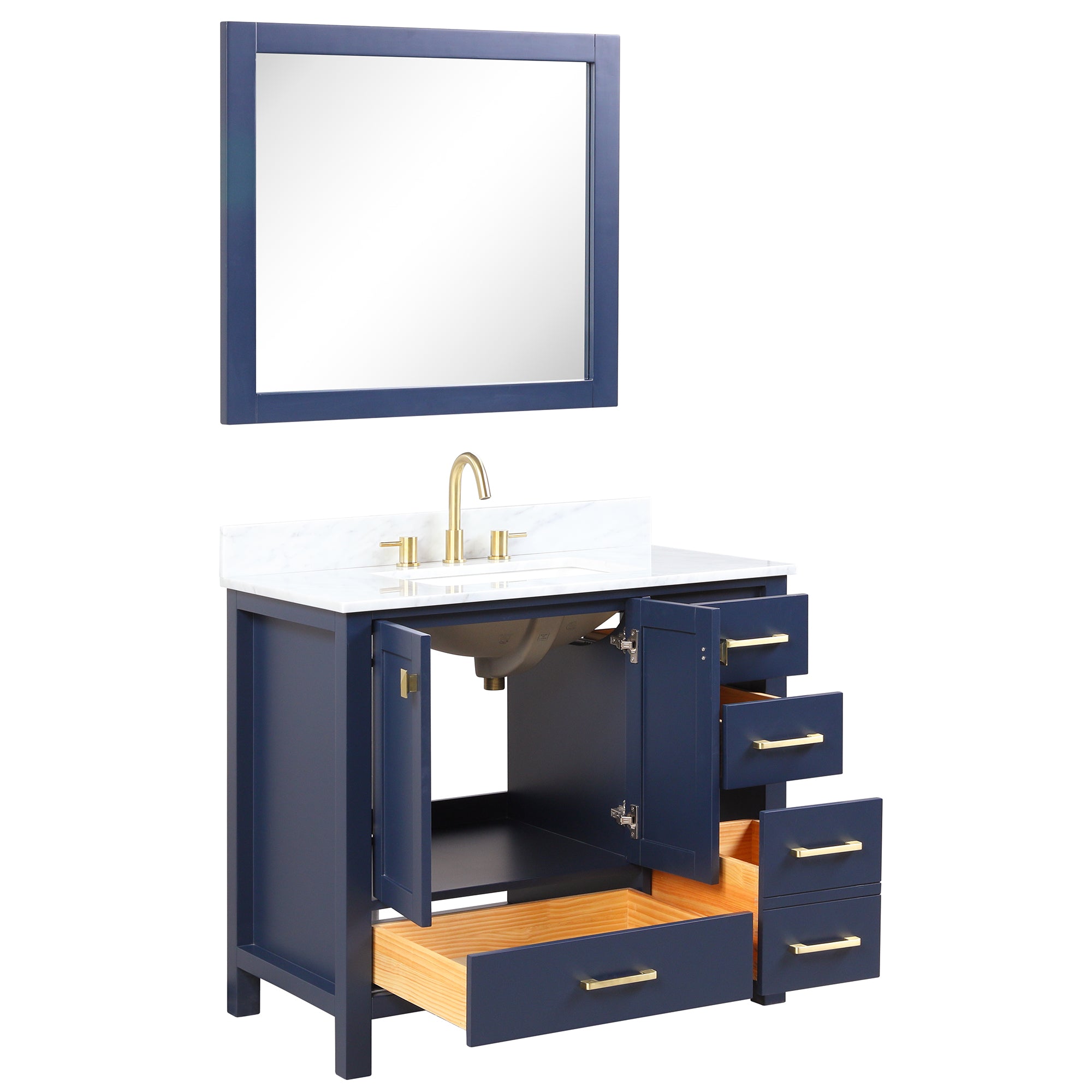 Geneva 36" Bathroom Vanity with Marble Countertop - Contemporary Bathroom Vanity