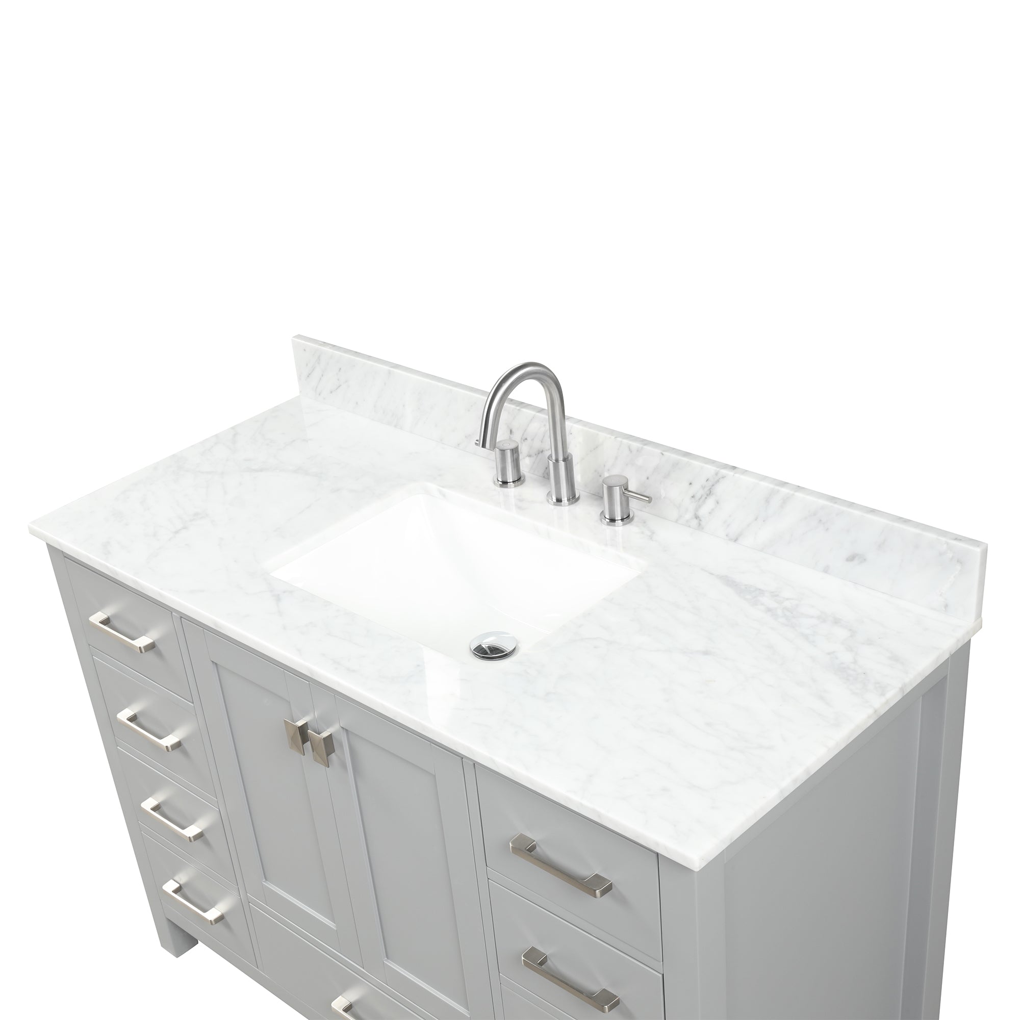 Geneva 48" Bathroom Vanity with Marble Countertop - Contemporary Bathroom Vanity